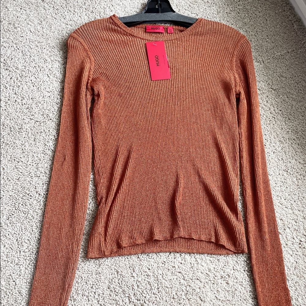 Hugo boss metallic pullover knit sweater